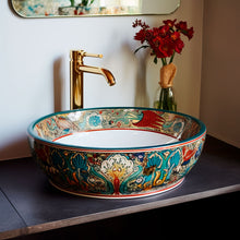 Cargar imagen en el visor de la galería, Lavabo de ceramica pintado a Mano